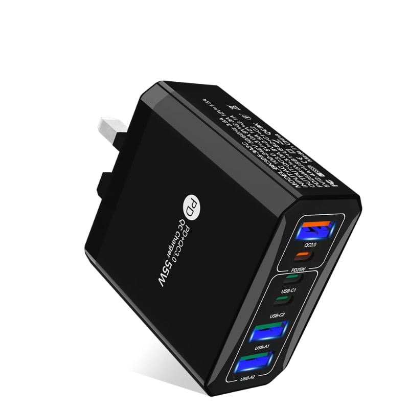 Φορτιστής Γρήγορης Φόρτισης 55W – Υποστήριξη PD | Συμβατός με Type-C, USB & Micro USB