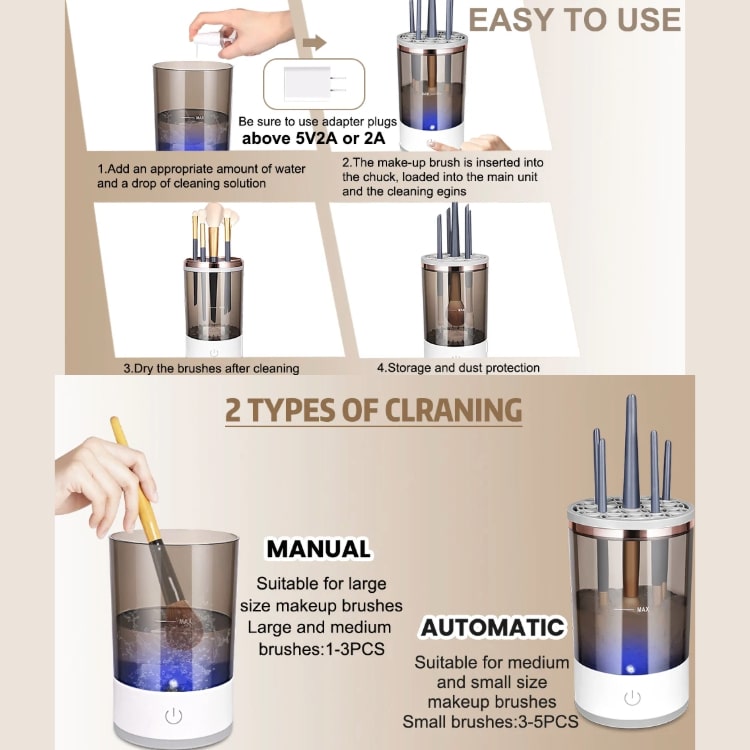 Ηλεκτρική Συσκευή Καθαρισμού & Στεγνώματος Πινέλων & Σφουγγαριών Μακιγιάζ