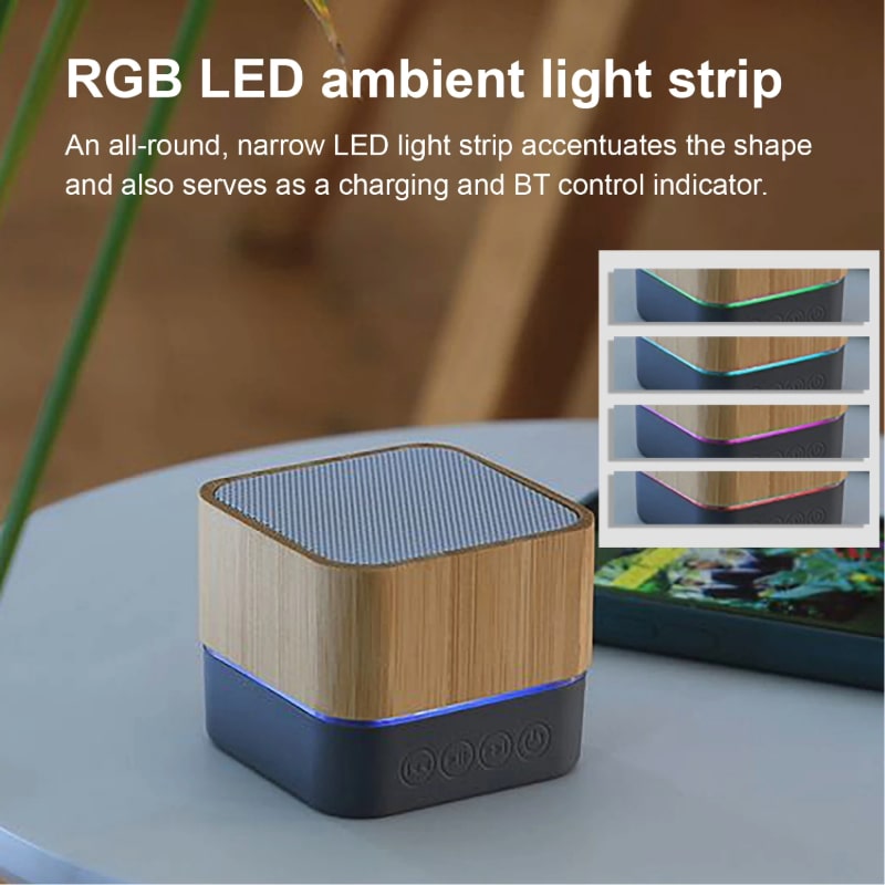 Mini Bamboo Bluetooth Ηχείο – Φυσική Αισθητική, Ισχυρός Ήχος & RGB Φωτισμός