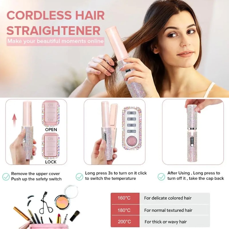 Ασύρματο Σίδερο Μαλλιών – Επαναφορτιζόμενο, Compact & Ιδανικό για On-the-Go Styling