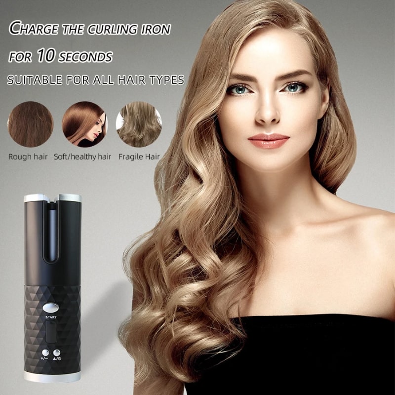 Ασύρματη Αυτόματη Συσκευή για Μπούκλες με Κεραμική Επίστρωση – Επαναφορτιζόμενη & Φορητή